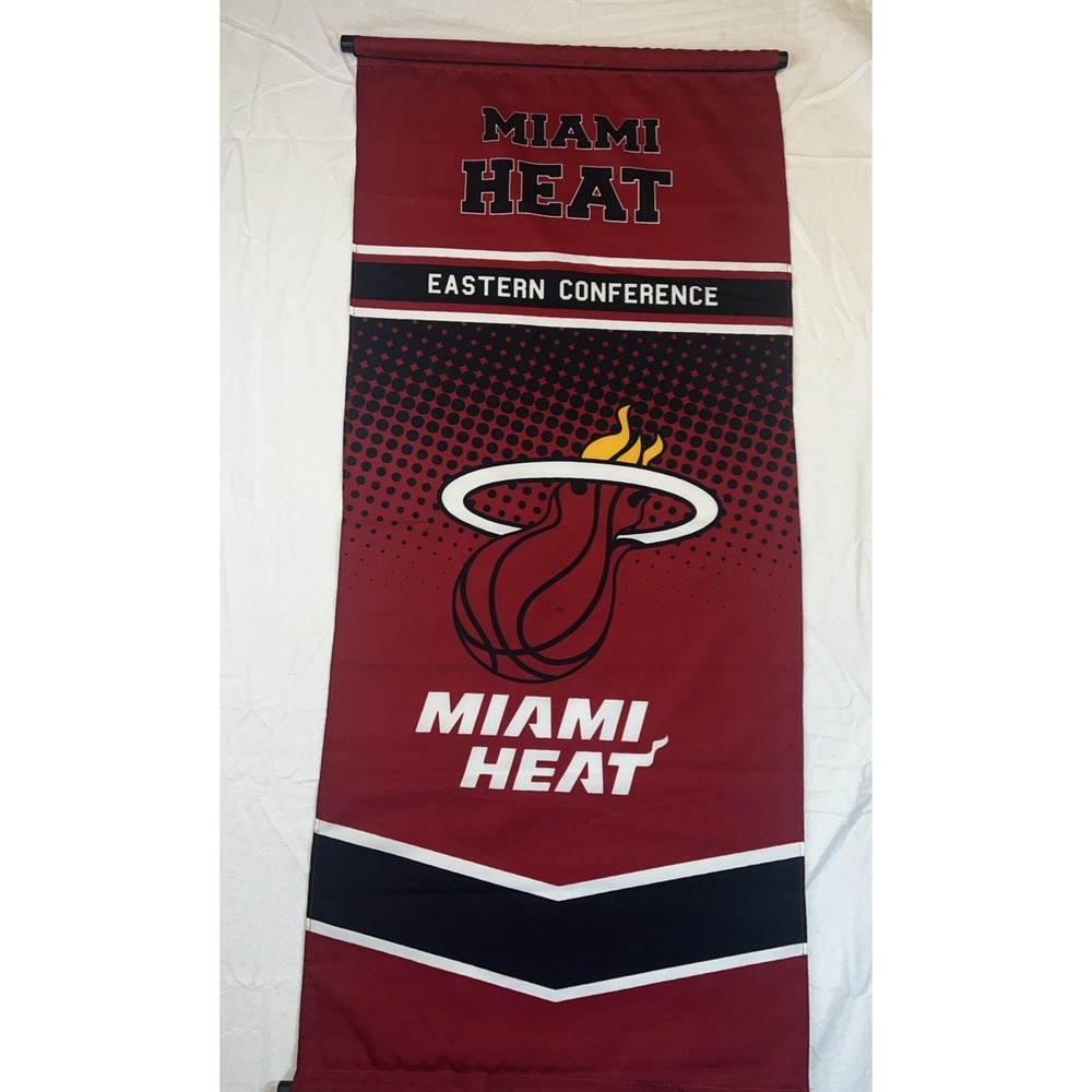 MIAMI HEAT NBA Vertical Wall Banner Flag Eastern Conference Maroon 19" x 44"